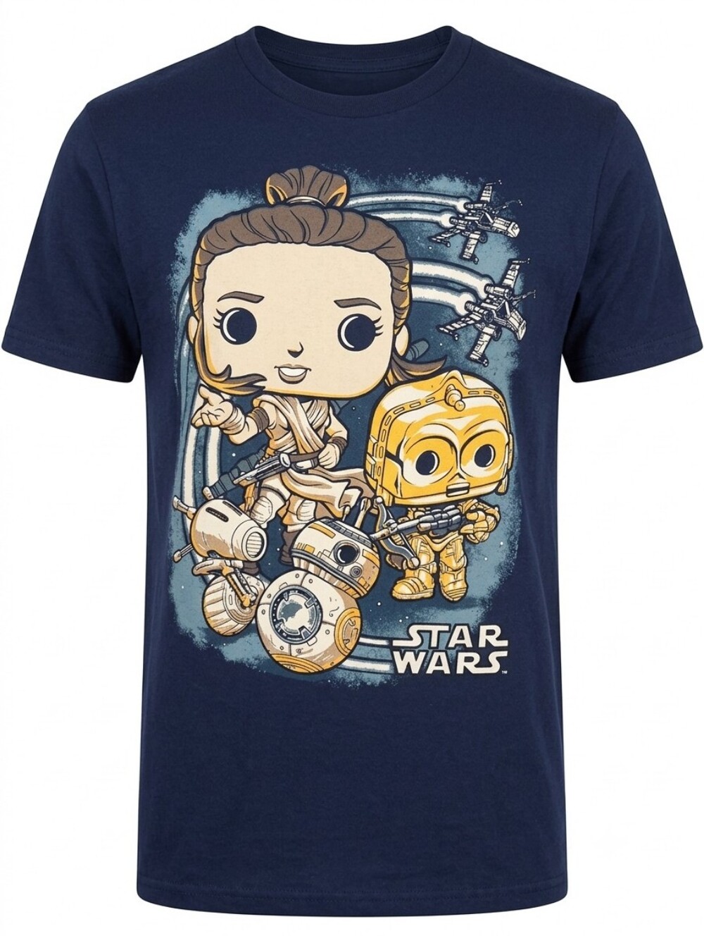 Star Wars Funko Pop Rey C-3PO BB-8 Navy Graphic T-Shirt Tee XXL NWOT